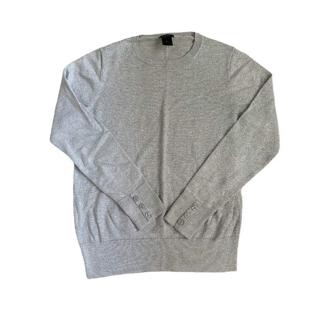 Ann Taylor Factory Metallic Silver Crewneck Sweater